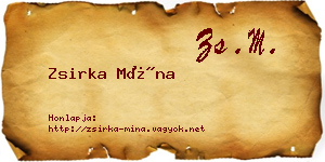 Zsirka Mína névjegykártya